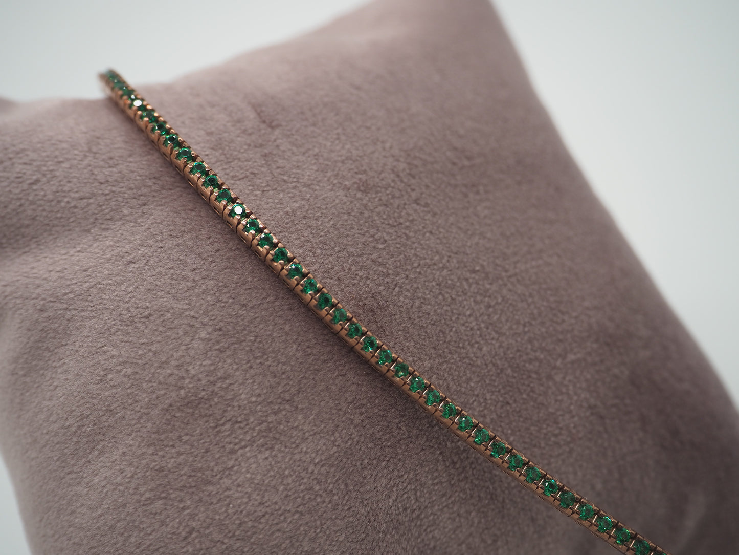 Bracciale tennis verde argento rosa