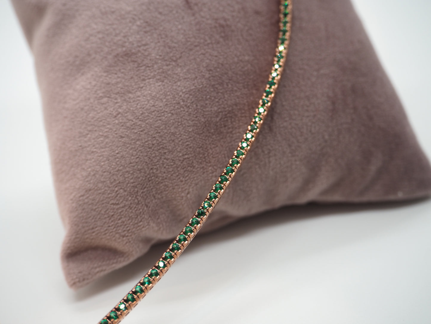 Bracciale tennis verde argento rosa