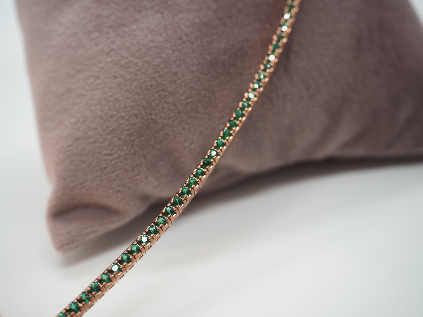 Bracciale tennis verde argento rosa