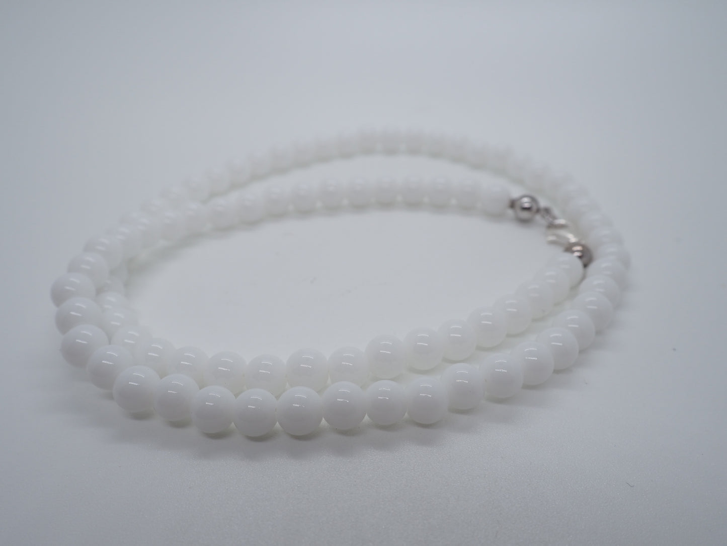 Collana Agata perle bianche 6mm